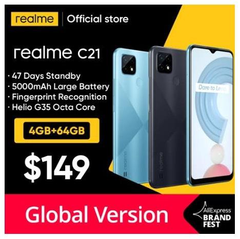 Смартфон Realme C21 4/64ГБ на AliExpress